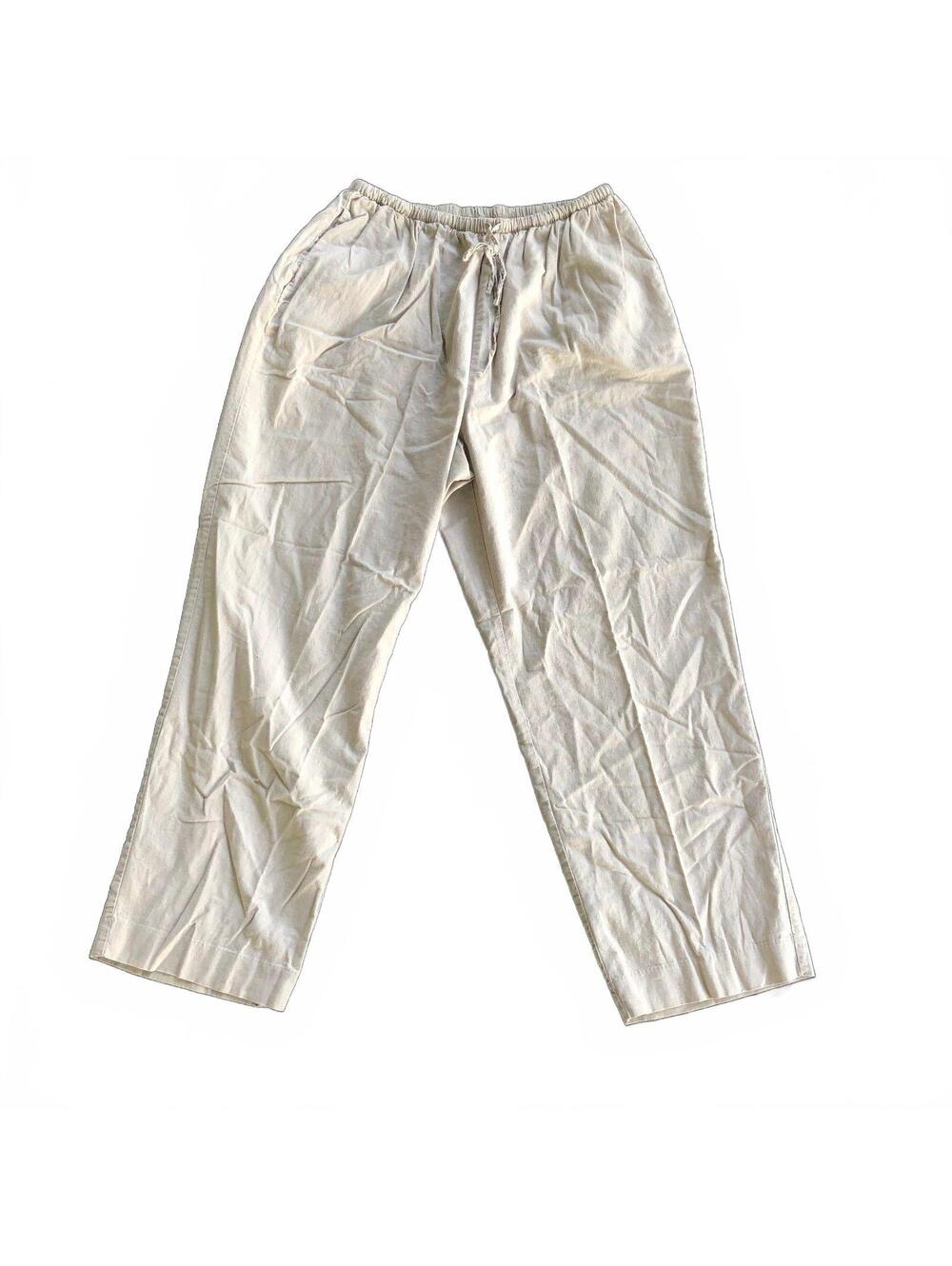 Liz Baker Woman Vintage Beige Linen Cotton Drawstring Pants Size 1X Y2K